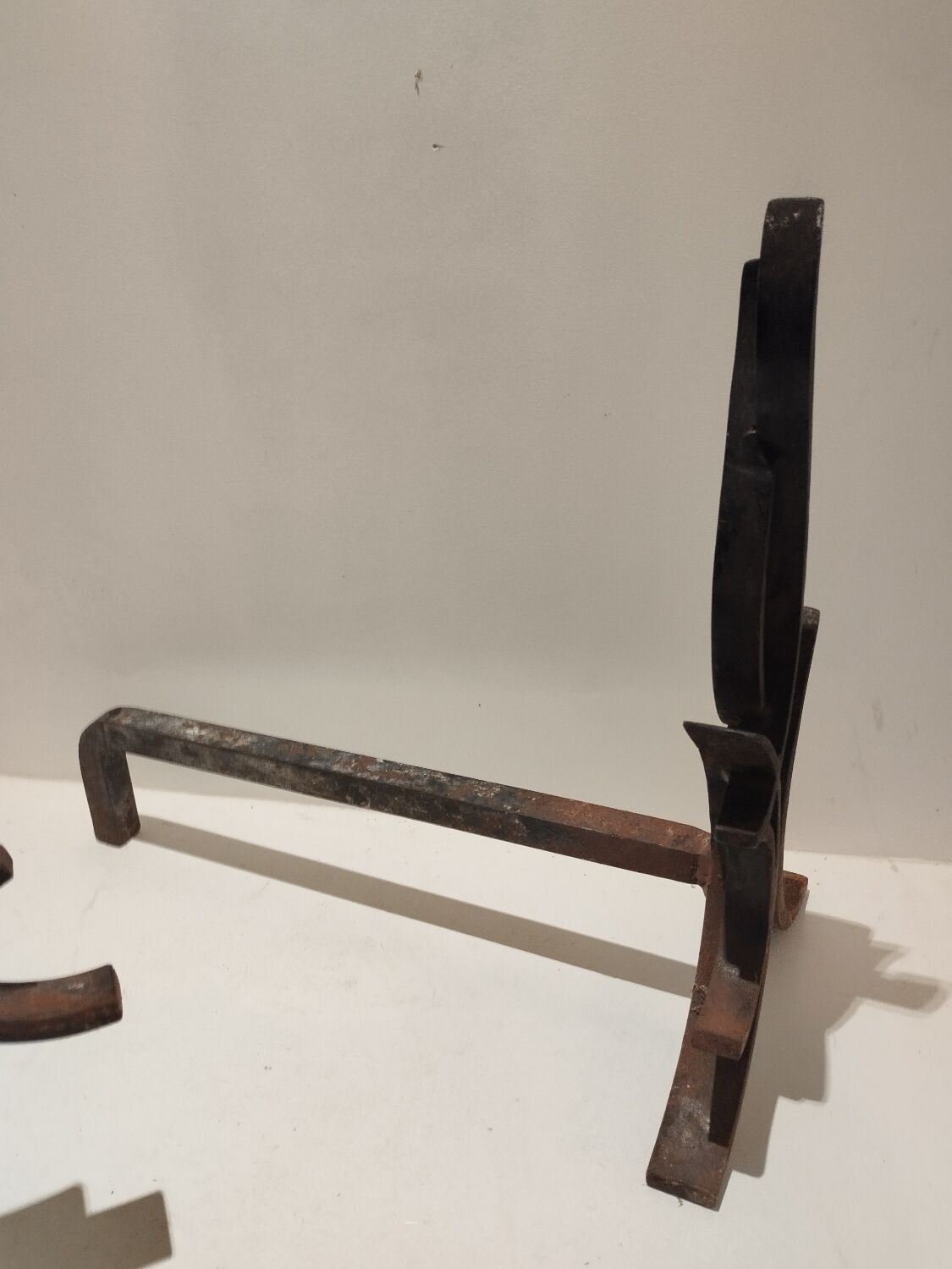 Pair of wrought iron andirons by Raymond Subes vintage