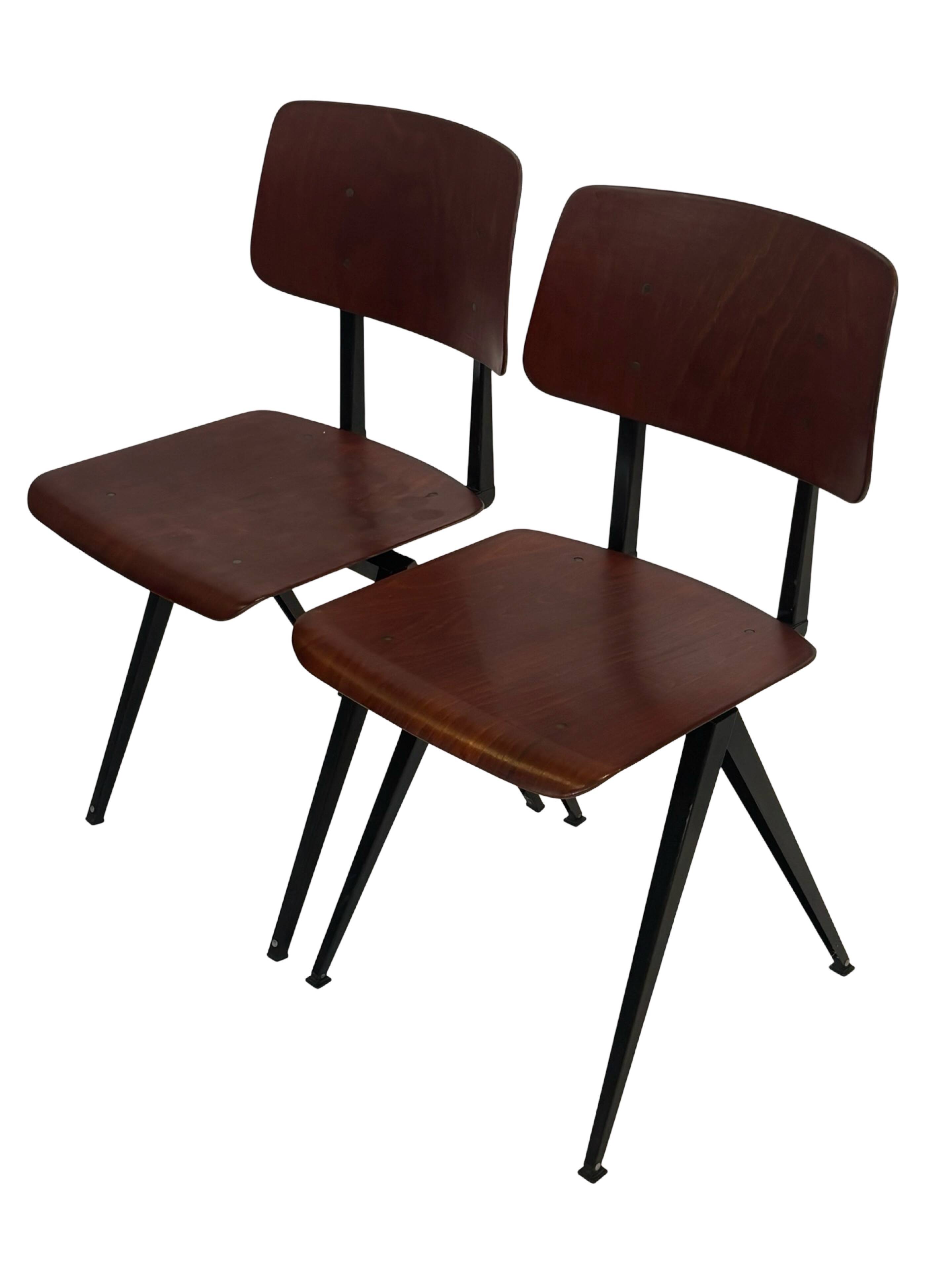 Set of 4 vintage school chairs Galvanitas S16 Netherlands Design