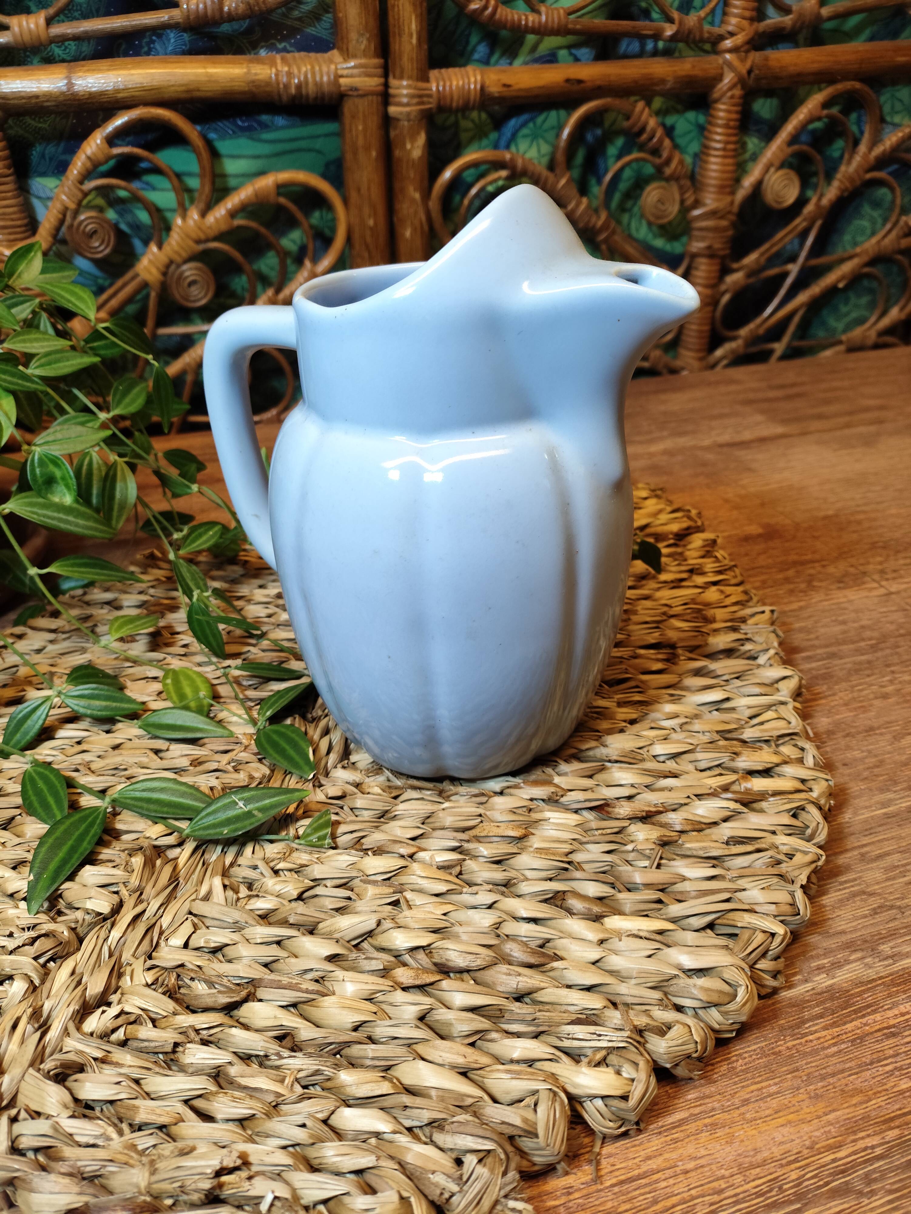 Vintage Lavender Blue Ceramic Pitcher