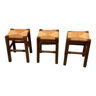 Lot de 3 tabourets en bois