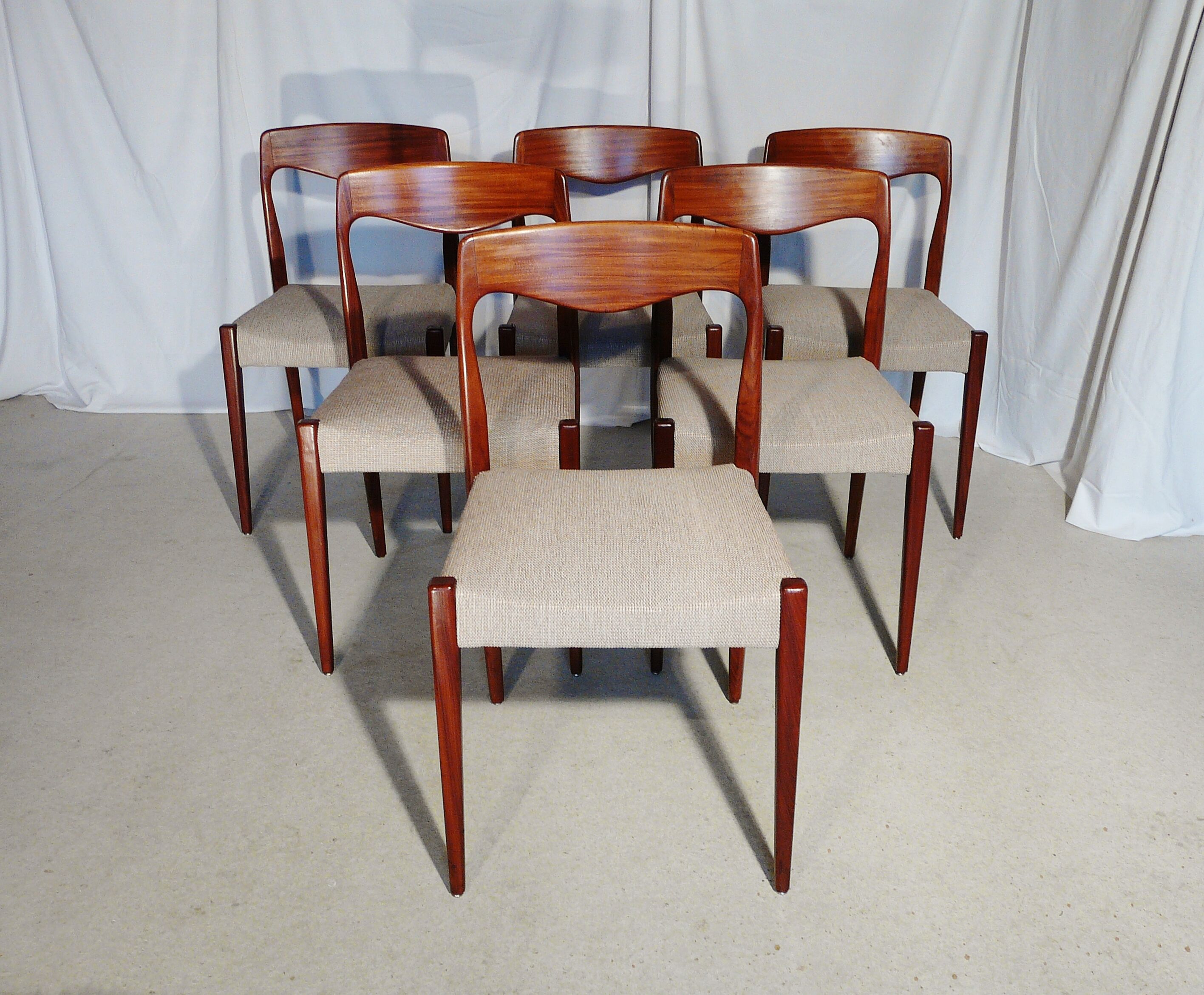 Six scandinavian vintage teak chairs