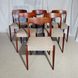 Six scandinavian vintage teak chairs