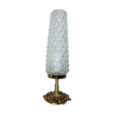 Table lamp with gilded bronze base and diamond-point tube lampshade