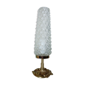 Lampe de table pied bronze doré abat jour tube pointe diamant
