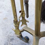 Serviteur de cheminé en bronze doré décor équestre, cheval