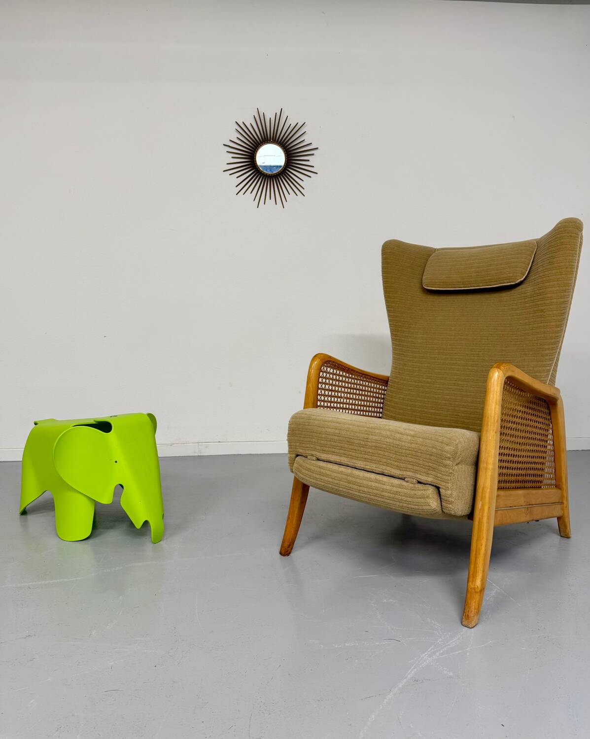 Vintage wingback recliner in Scandinavian design from the 1960s.