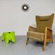 Vintage wingback recliner in Scandinavian design from the 1960s.