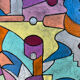 Abstract geometric coloured painting