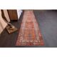 Vintage Turkish Oushak Handmade Wool Cotton Orange Runner Rug 80x372