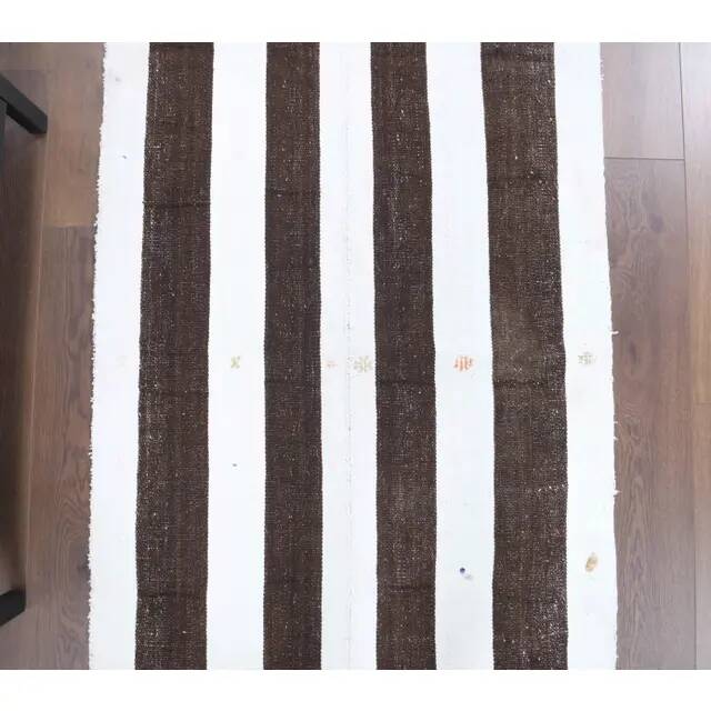 Vintage Turkish Oushak Handmade Wool Cotton White Kilim Runner Rug 89x207