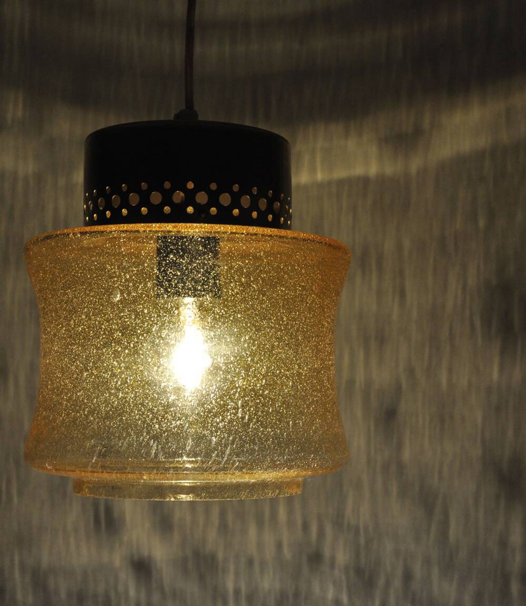 Danish vintage brass and glass pendant