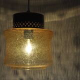 Danish vintage brass and glass pendant
