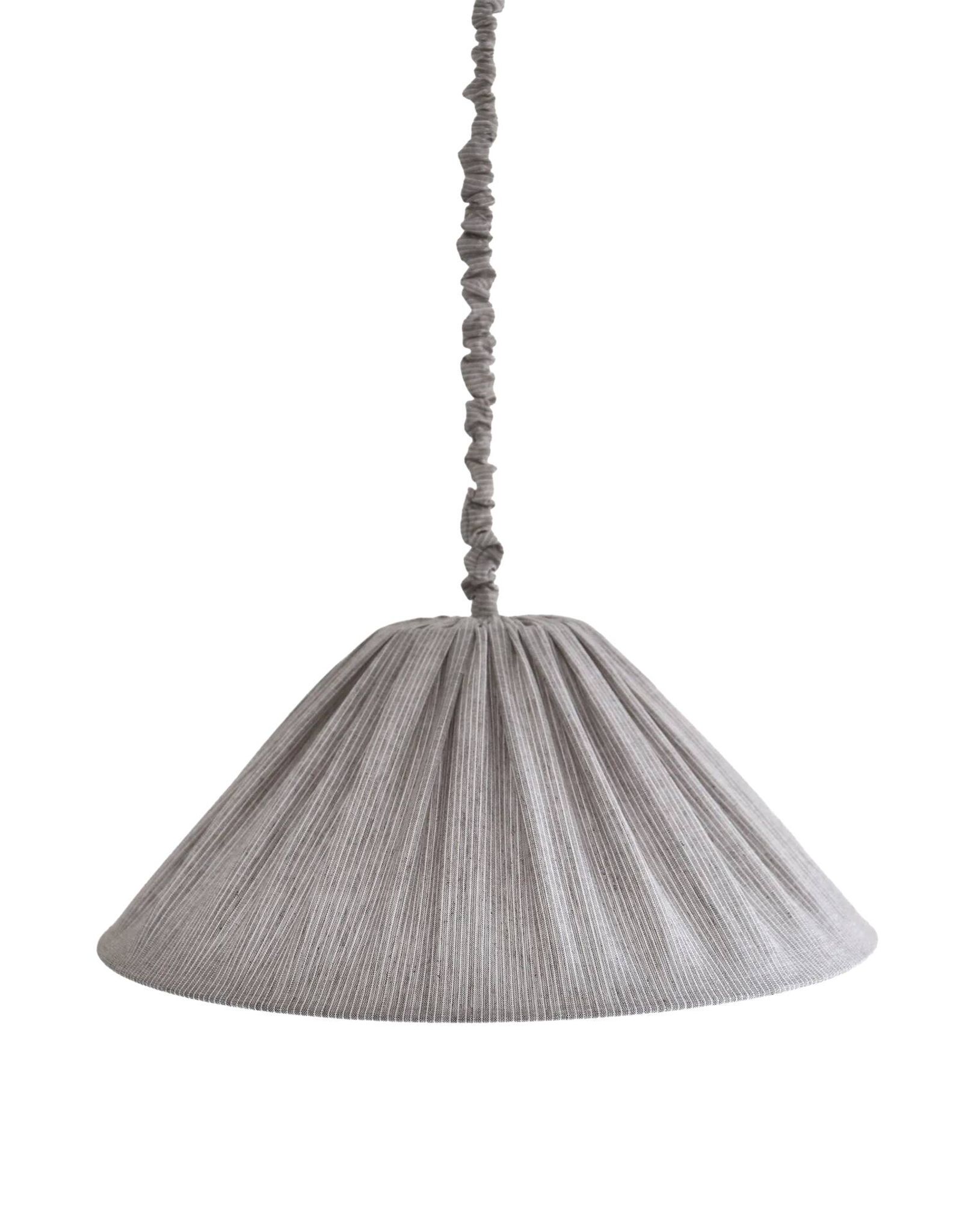 "Malala" pleated linen and cotton suspension with fine classic grey stripes.