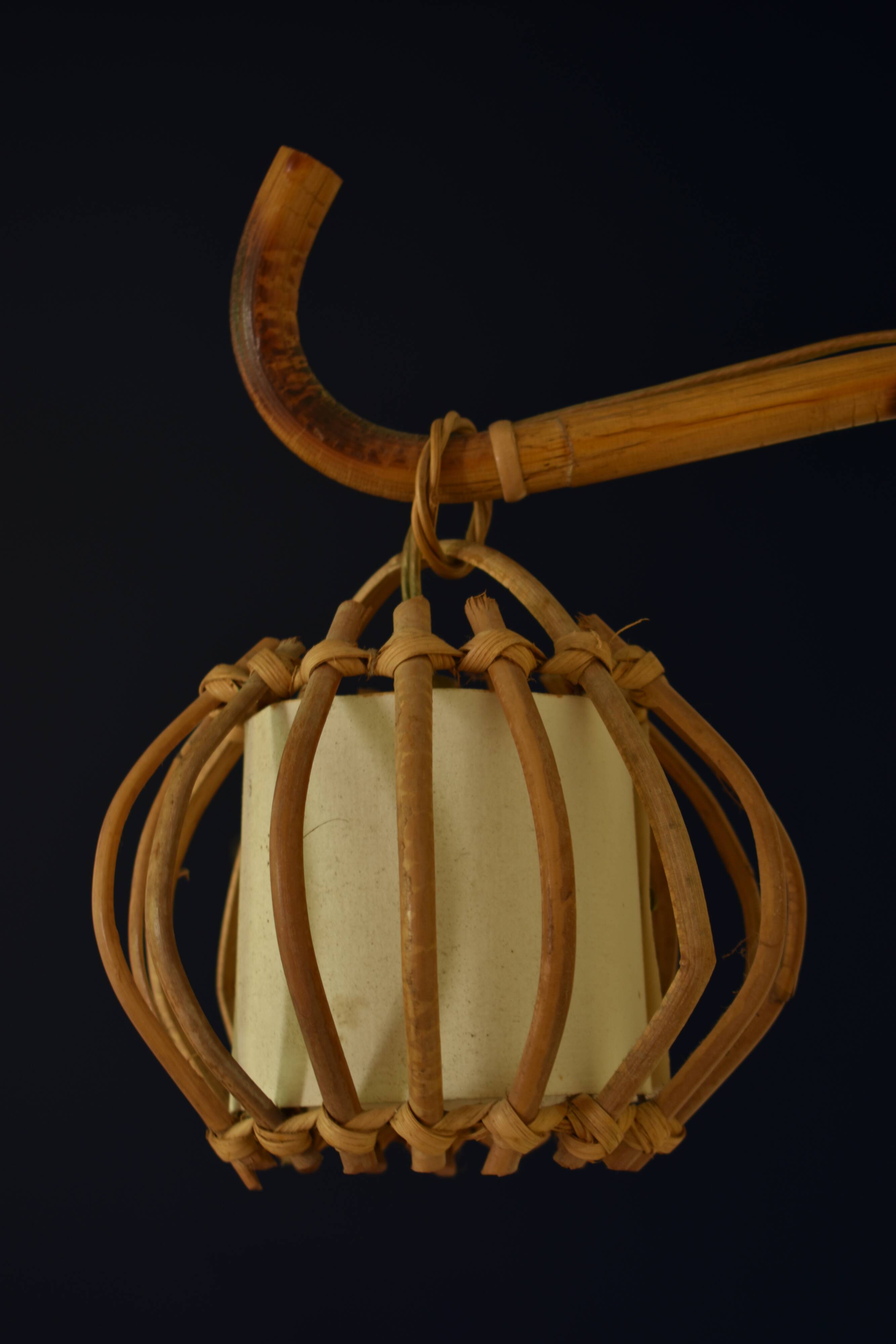 Vintage rattan wall lamp 60s