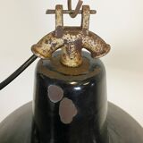 Black enamel industrial factory pendant lamp, 1930s