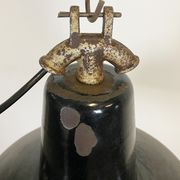 Black enamel industrial factory pendant lamp, 1930s