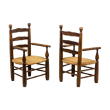 Pair of mulched armchairs made of natural beech, 1950s