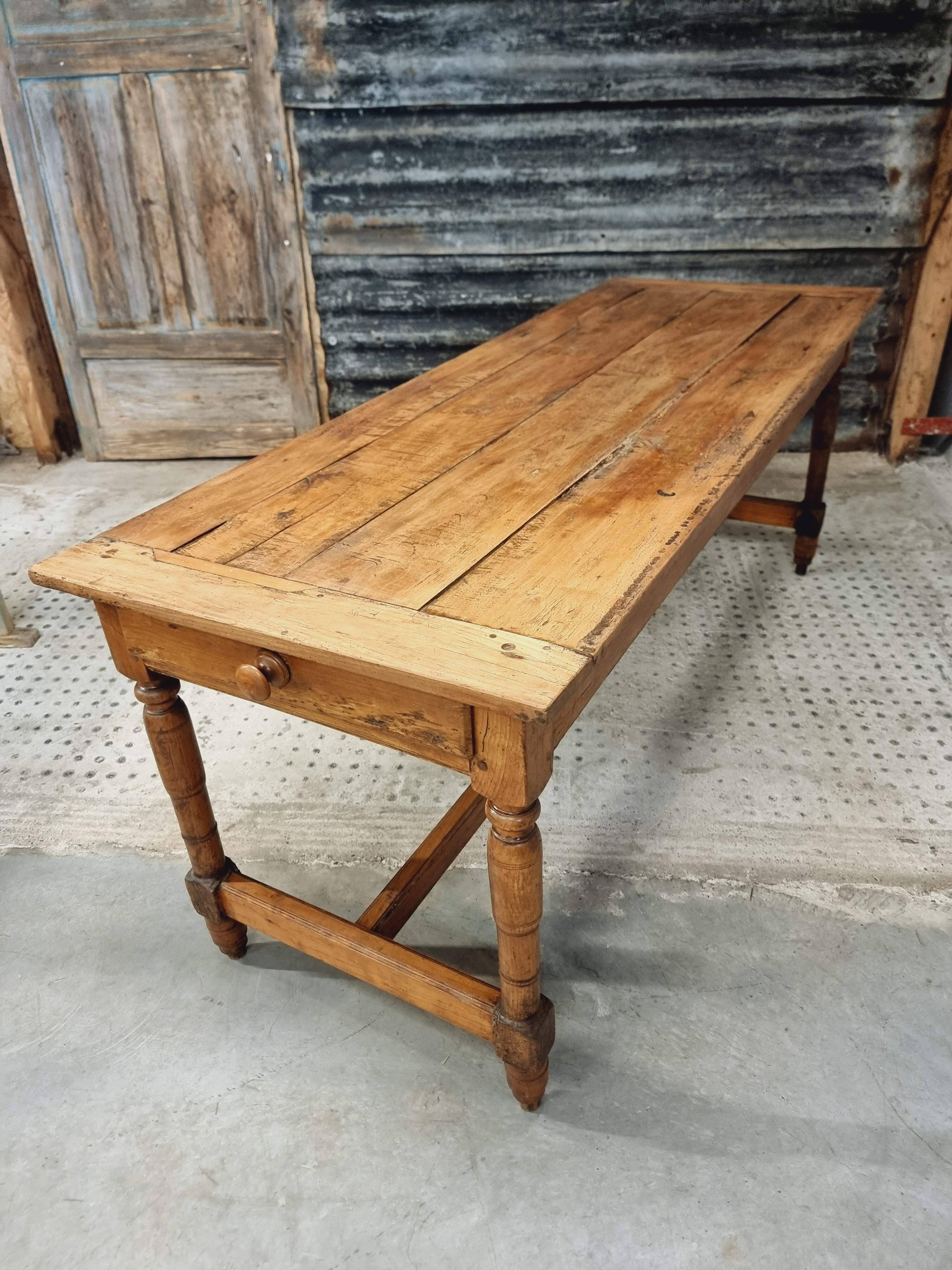 Antique French table farm dining table 19th century 73 x 201 cm