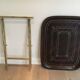 Beautiful table with a brass top and painted sheet metal