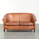 Sheepskin 2-seater sofa with a warm cognac brown colour scheme