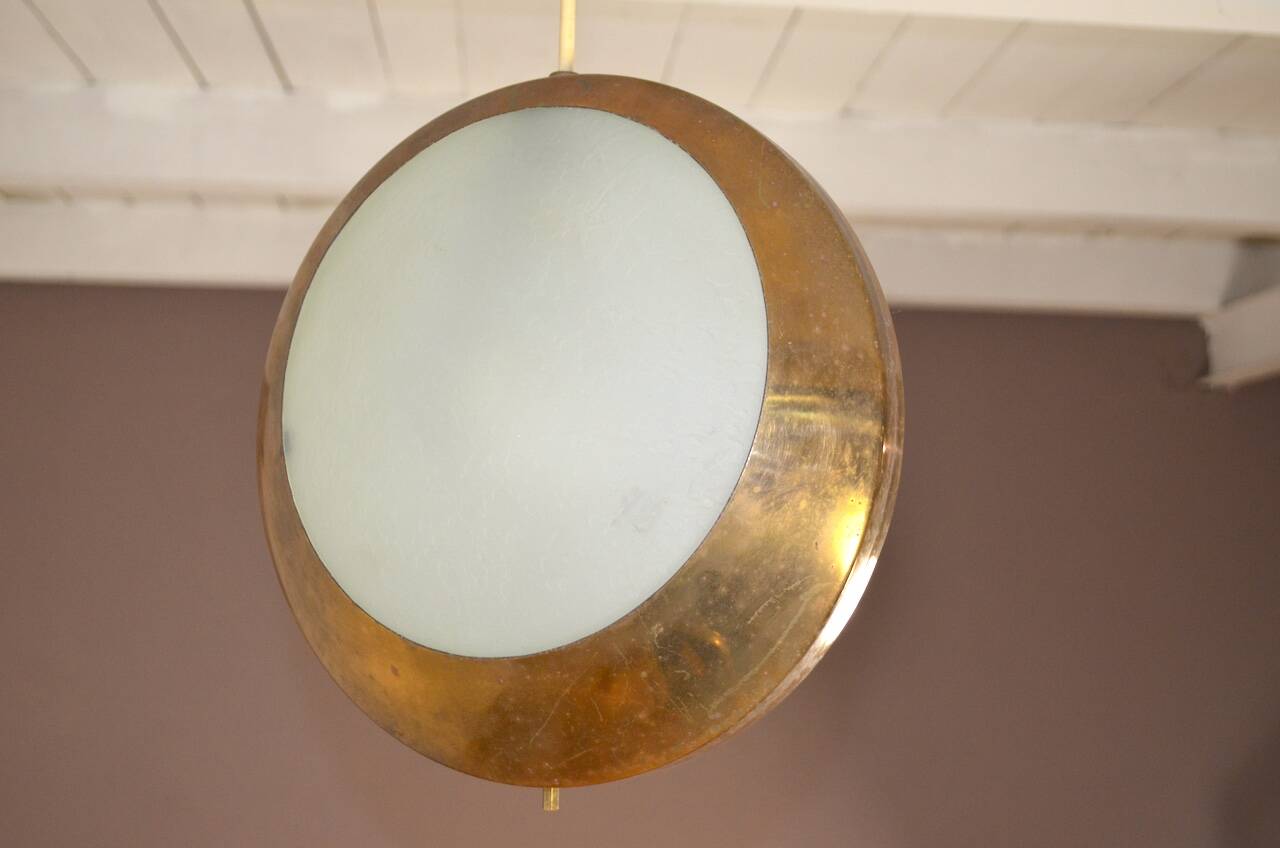 Stilnovo Pendant Lamp Model "1205" 1960s, Vintage 1960s Brass Chandelier