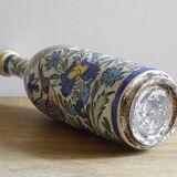 Antique Iznik Style Pottery Bottle with Birds, Ottoman Revival Ceramic Vase