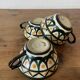 Set of 3 Breton earthenware cups & saucers