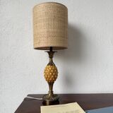 Lampe de table ananas céramique et laiton 1950