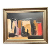 Acrylique sur panneau d'origine suédoise – “Composition abstraite” par R. Adiels – Signé – Vintage et encadré – 48 × 38 cm (18,9 in × 15 in)