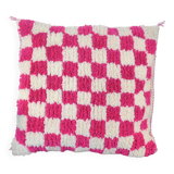 Berber pink checkerboard cushion