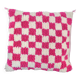 Berber cushion with a pink checkerboard pattern.