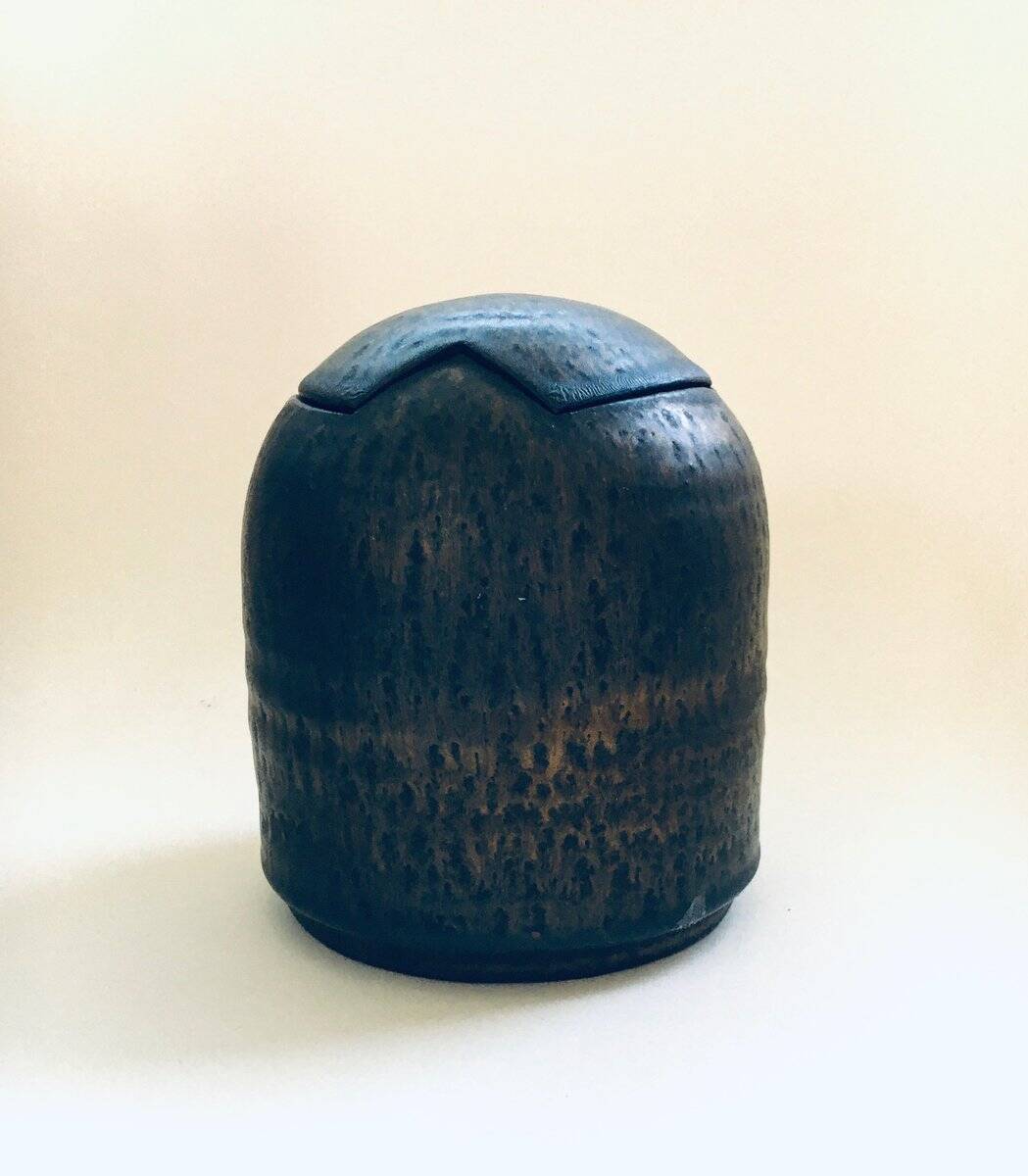 Brutalist Art Studio Pottery Lidded Jar Pot by Jaan Mobach, 1960s