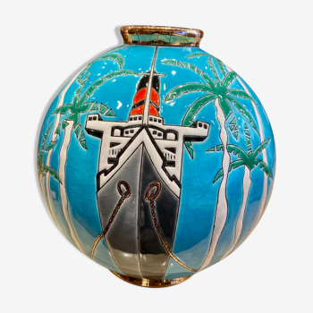 Longwy Enamel Ball Vase