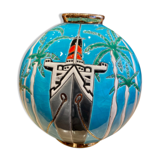 Longwy Enamel Ball Vase