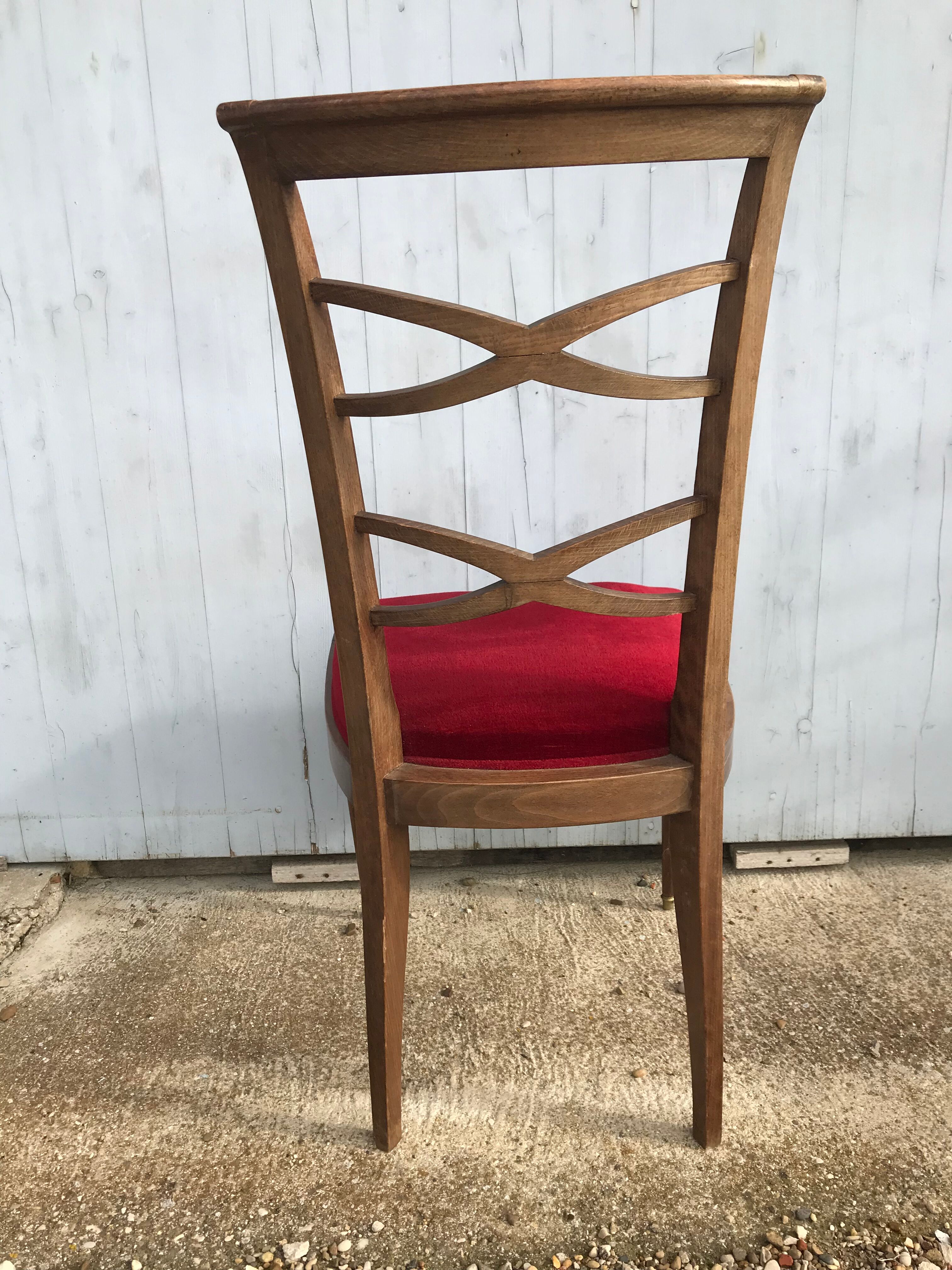 6 chairs art deco red velvet