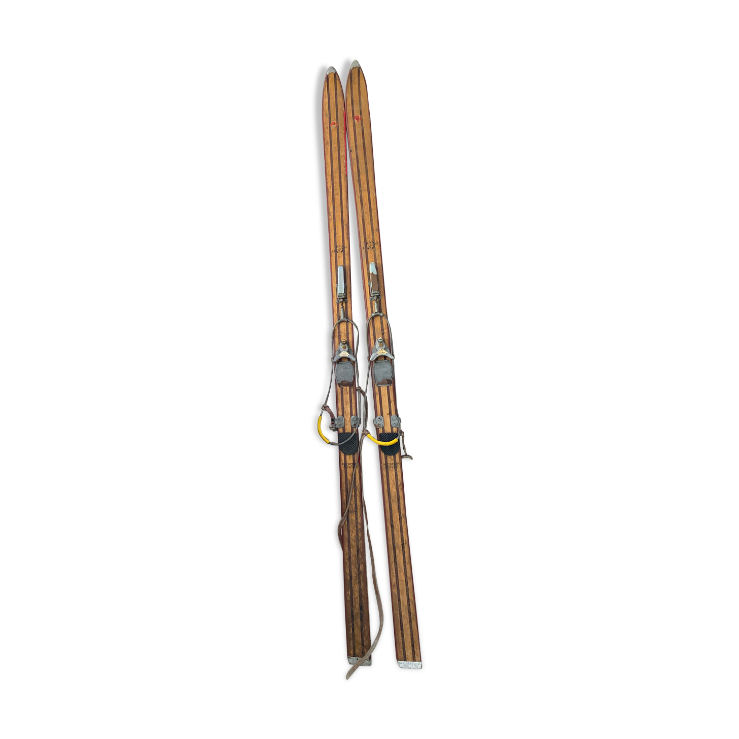 Pair of vintage Rossignol Hickory wooden skis