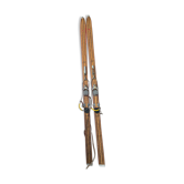 Pair of vintage Rossignol Hickory wooden skis