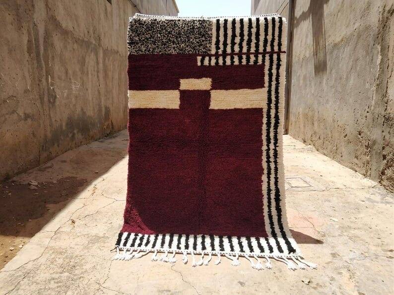 Traditional Moroccan handmade rug with colourful patterns, 2/3 m.