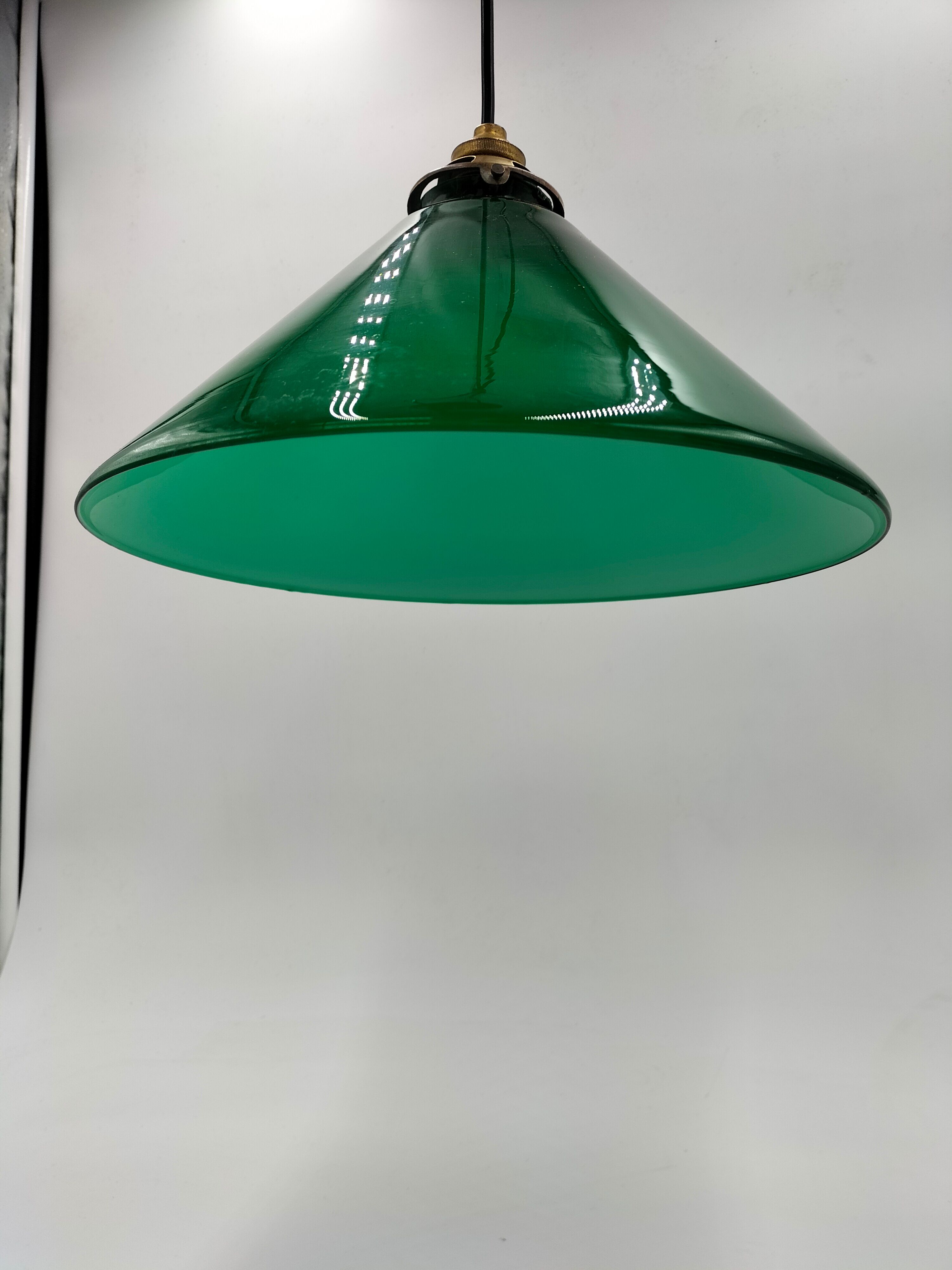 Old green opaline lamp
