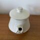 Antique Aluminite Teapot FRUGIER White & Silver Ceramic Vintage