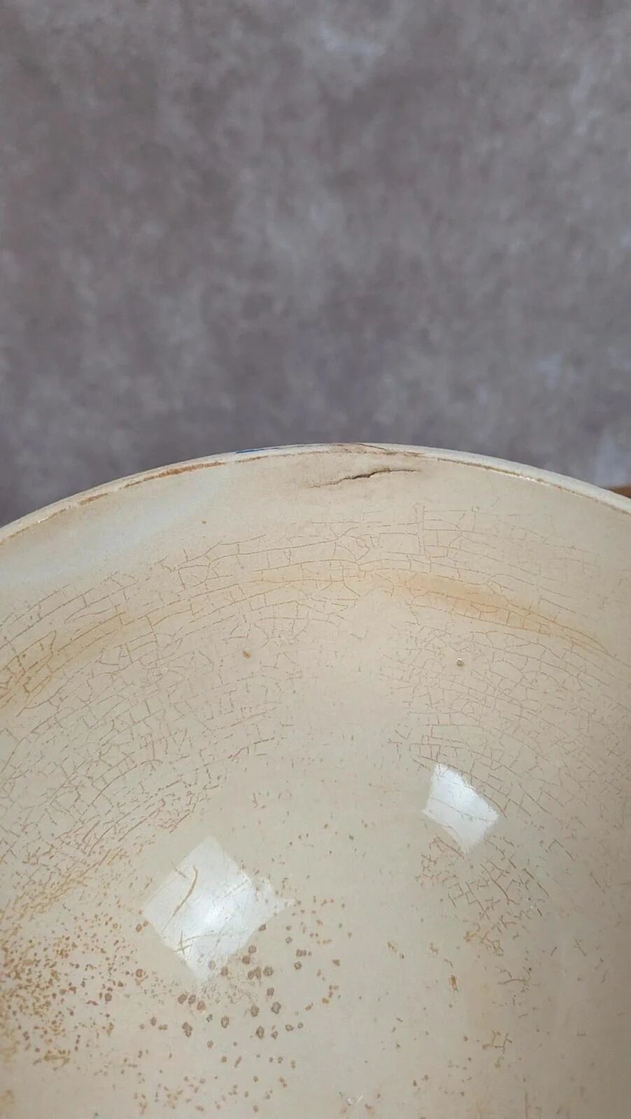 Old ceramic bowl – blue and burgundy floral decoration
