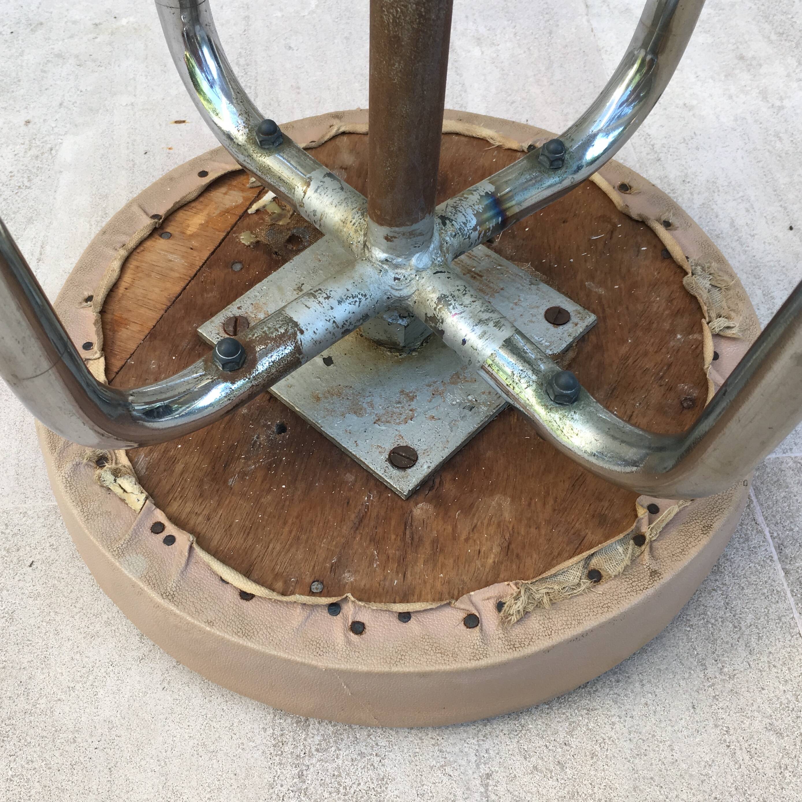 Modernist stool circa 1930 in the style of LC7 by Perriand, Le Corbusier and Jeanneret