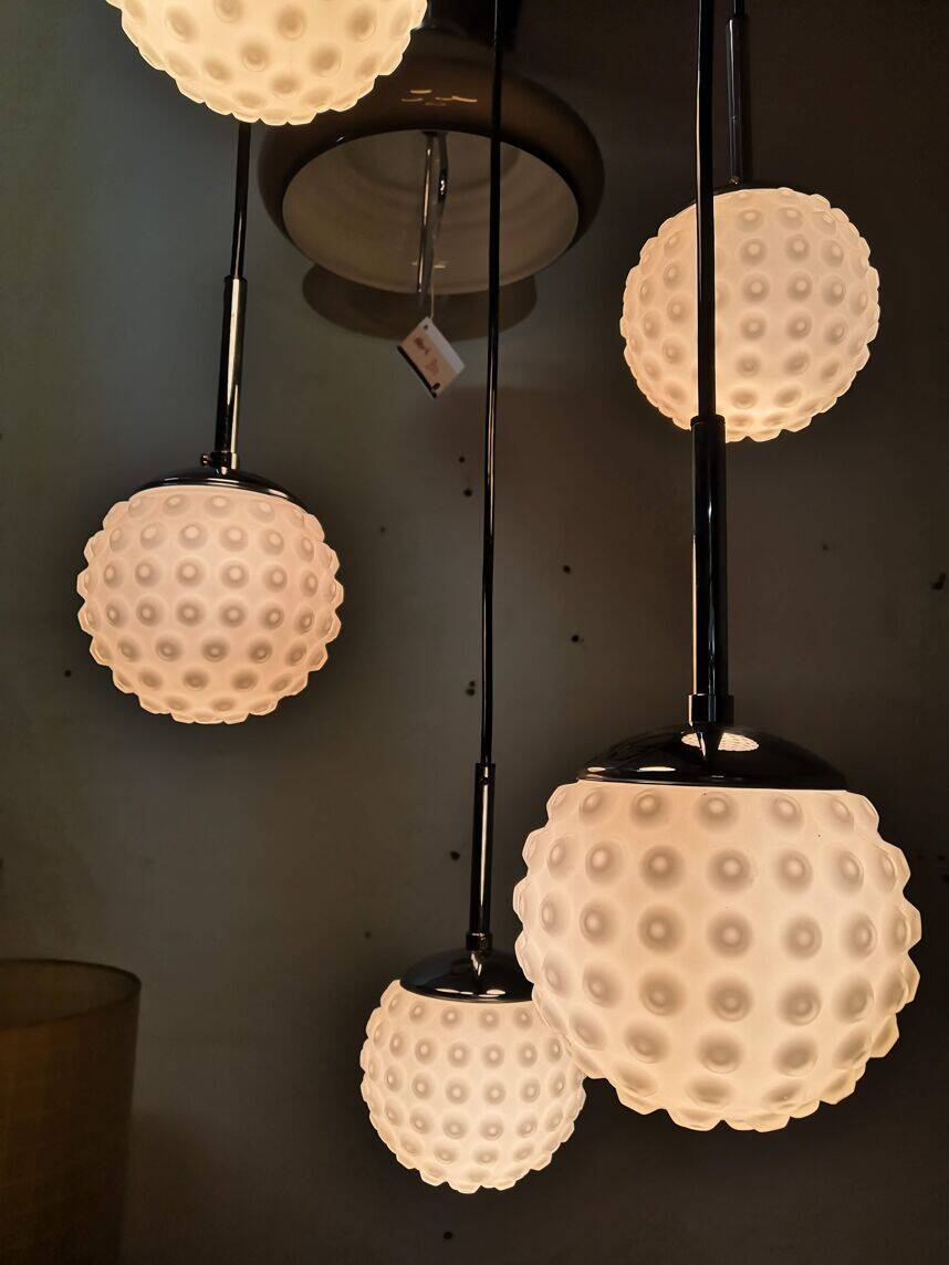 Suspension 5 glass balls from the 60s