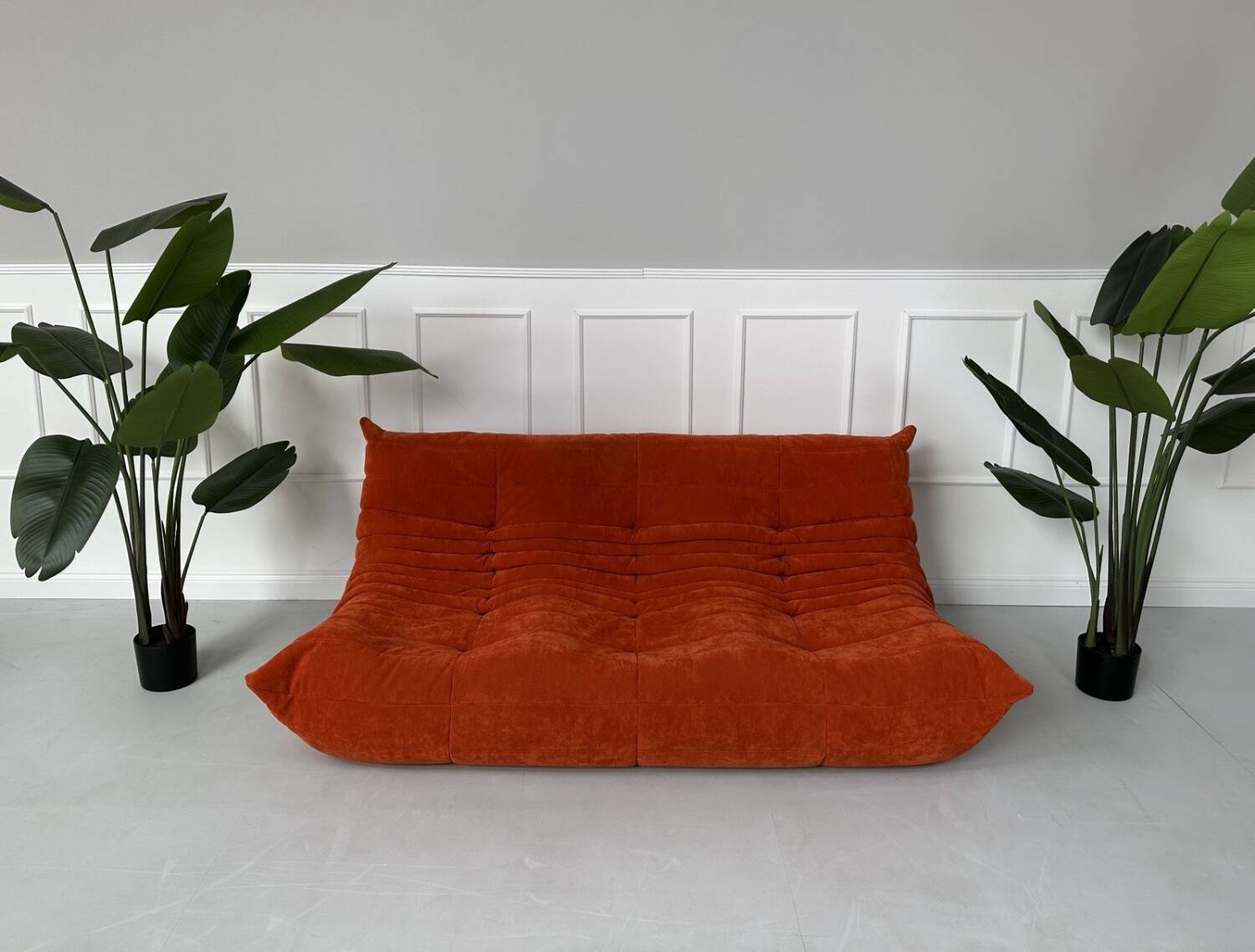 Ligne Roset Togo Orange Alcantara 3-seater designer sofa