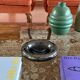 Space age blue iridescent ceramic ashtray / vide poche, Italy 1970s