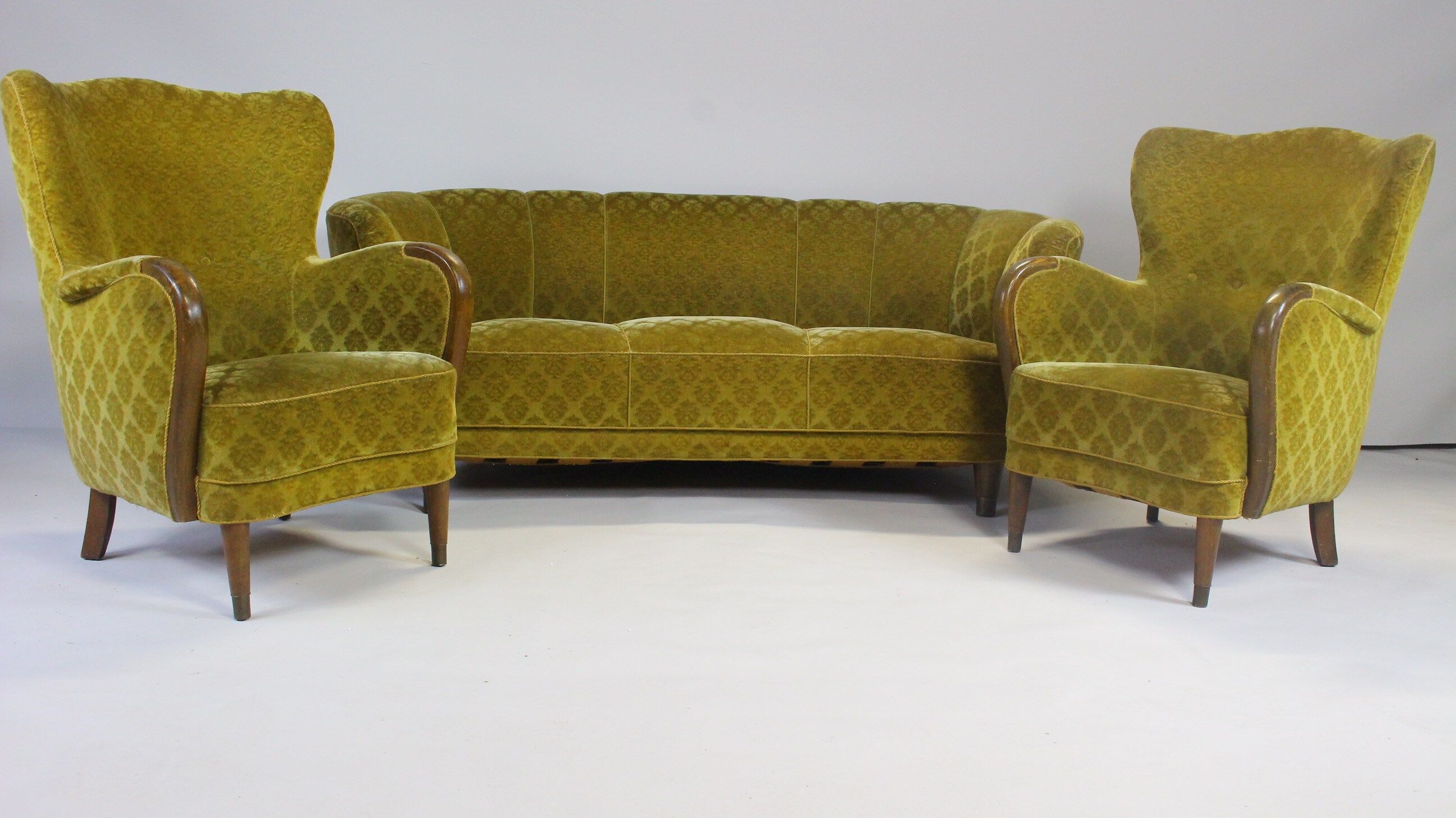 1950s Mid Century Gold Banana Sofa, Denmark
