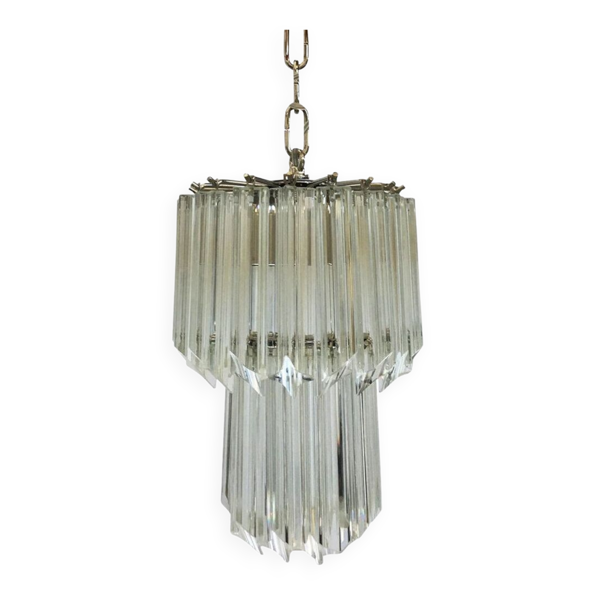 Clear quadriedro murano glass chandelier