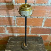 Vintage French Cast Iron Stand Ashtray + Gold Metal Ashtray #D