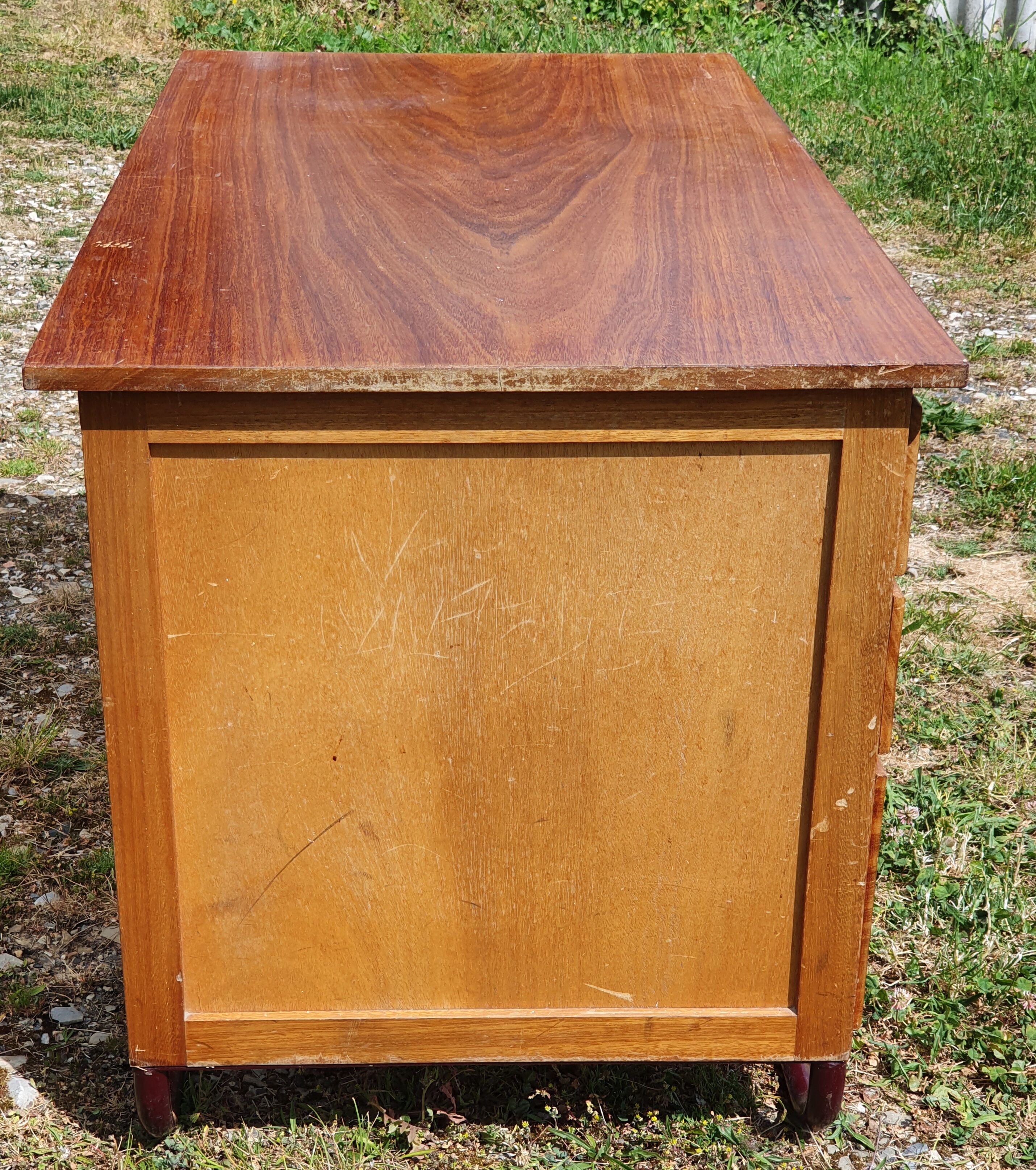 Bureau vintage piètement en tube et bois