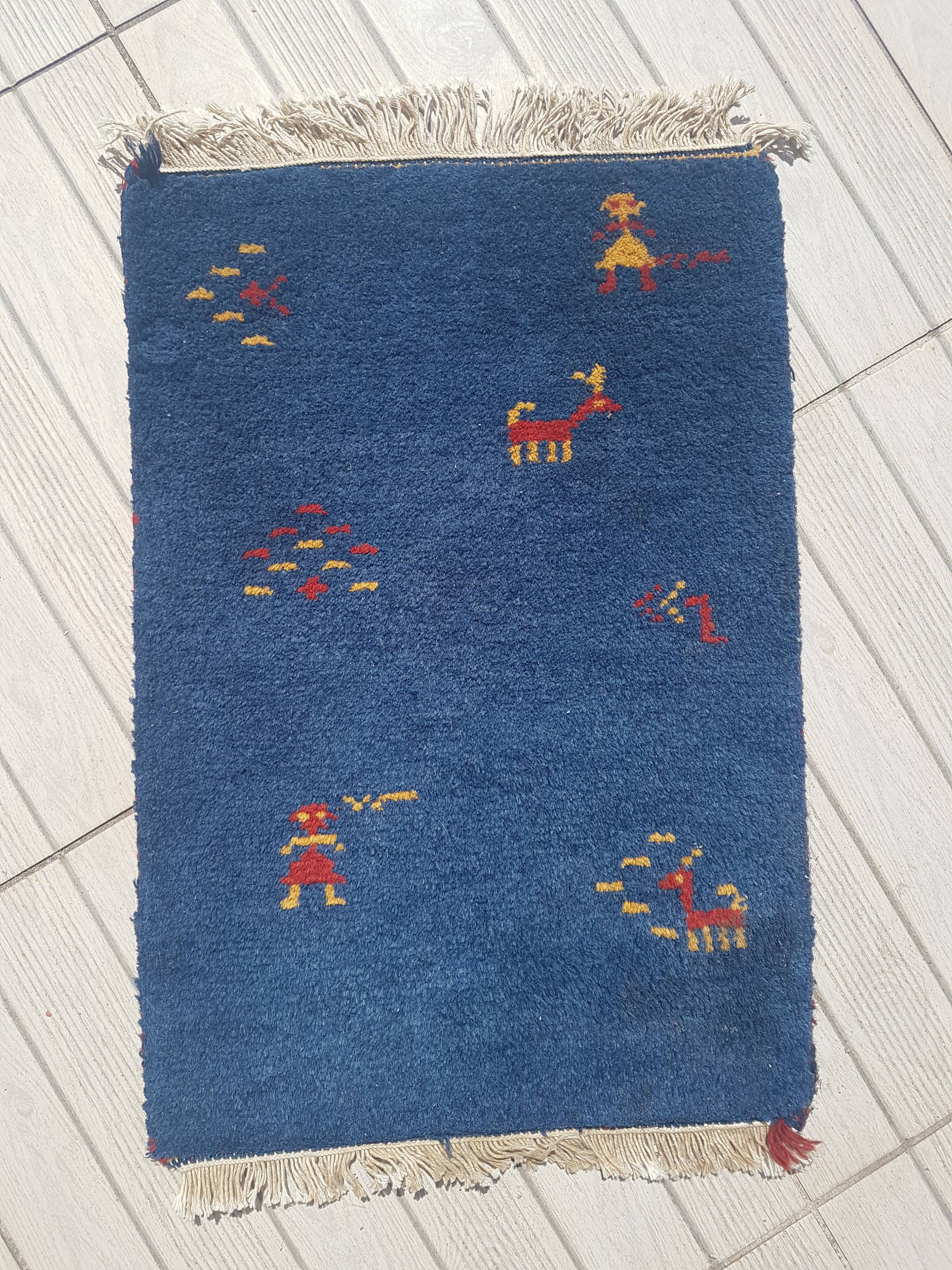 Berber carpet gabbeh handmade 100% wool 35x72cm